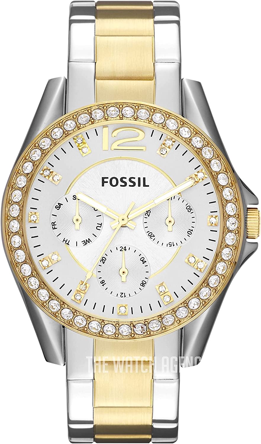 230816063443385_1 Fossil Women's Riley Stainless Steel Crystal-Accented Multifunction Quartz Watch - Image 1